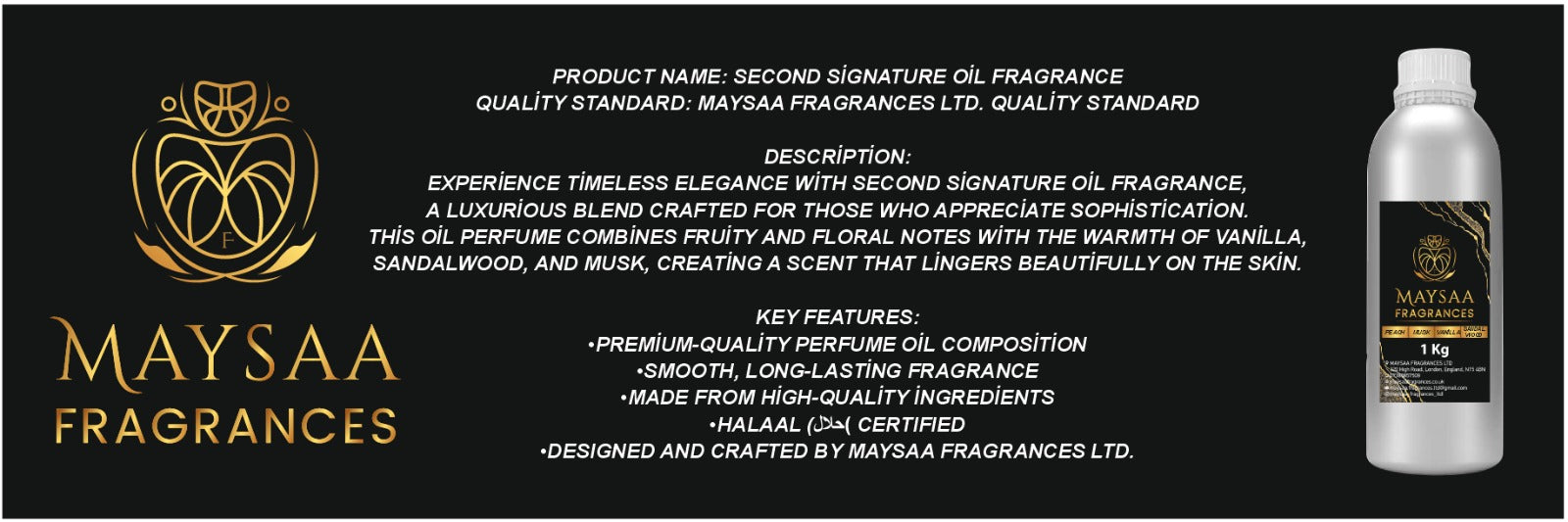 Second Signature Oil Fragrance 1kg 🌸 Wholesale